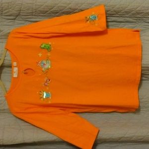 QUACKER FACTORY 3/4 SLEEVE EMBROIDERED SUMMER GARDEN TOP EUC